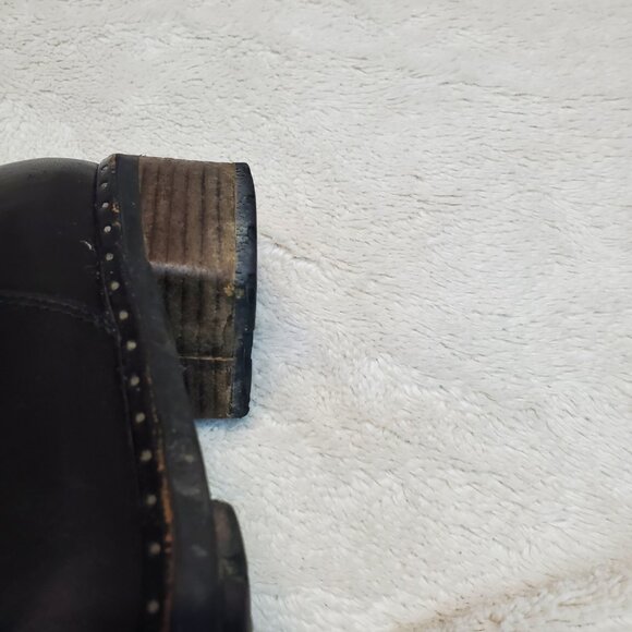 Ugg Black Leather Cavalari Gothic Biker Luxury Punk Moto Pull On Ankle Boots 8 - Picture 12 of 14